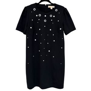 Michael Michael Kors Short Sleeve Knit Studded Sheath Dress Black Size Large